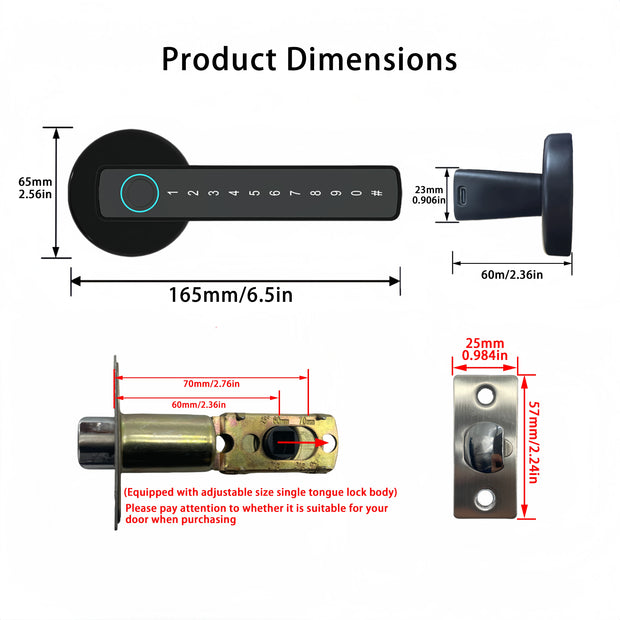 Smart Fingerprint Door Lock – Tuya App, Keypad, & Bluetooth Unlocking