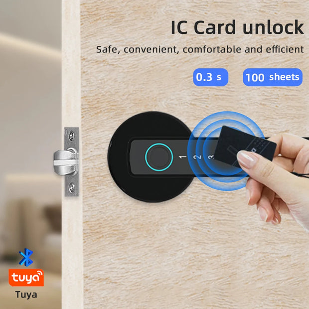 Smart Fingerprint Door Lock – Tuya App, Keypad, & Bluetooth Unlocking