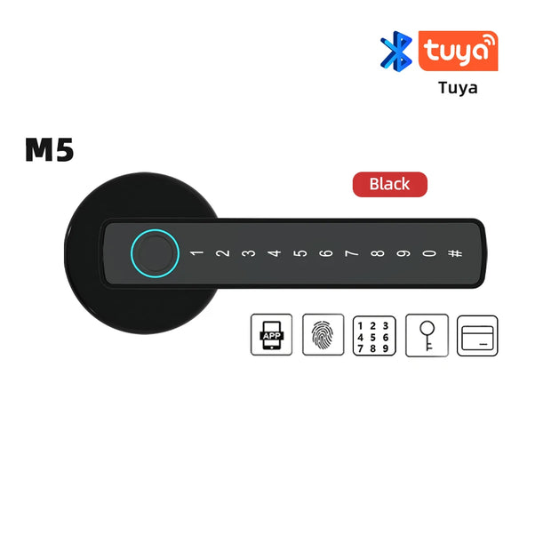 Smart Fingerprint Door Lock – Tuya App, Keypad, & Bluetooth Unlocking