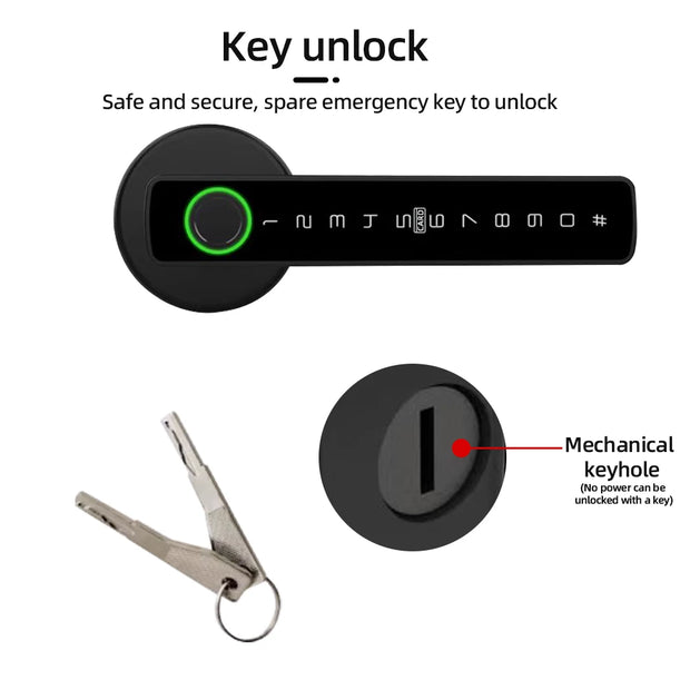 Smart Fingerprint Door Lock – Tuya App, Keypad, & Bluetooth Unlocking