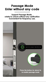 Smart Fingerprint Door Lock – Tuya App, Keypad, & Bluetooth Unlocking