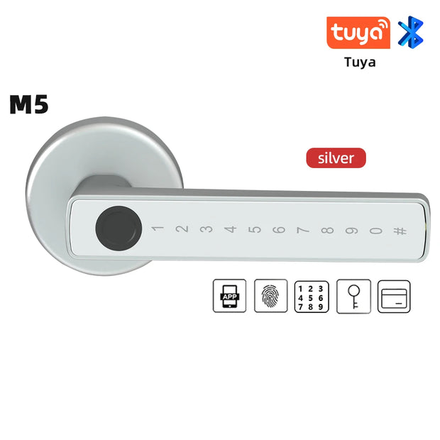Smart Fingerprint Door Lock – Tuya App, Keypad, & Bluetooth Unlocking