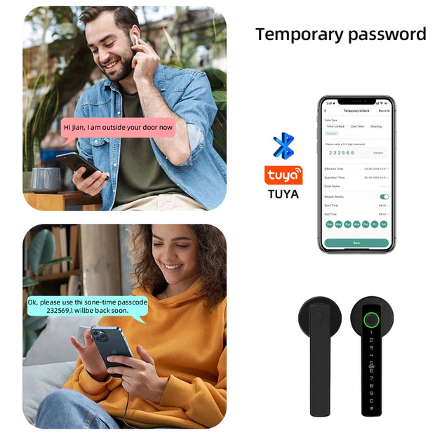 Smart Fingerprint Door Lock – Tuya App, Keypad, & Bluetooth Unlocking