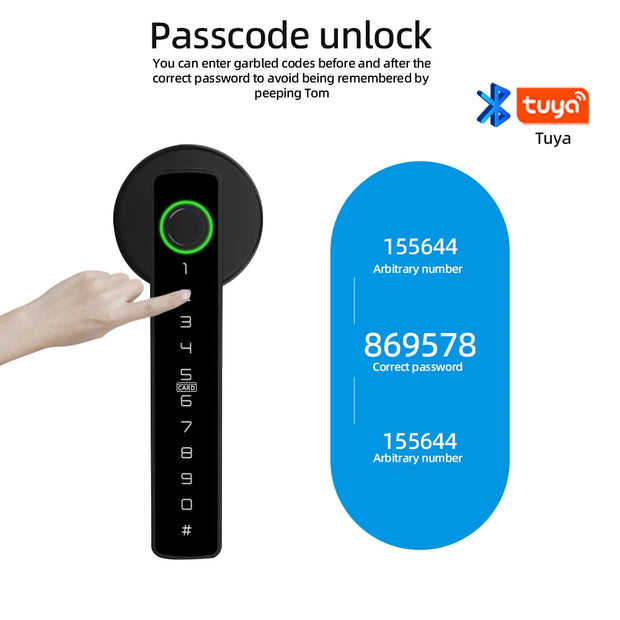Smart Fingerprint Door Lock – Tuya App, Keypad, & Bluetooth Unlocking