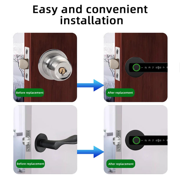 Smart Fingerprint Door Lock – Tuya App, Keypad, & Bluetooth Unlocking