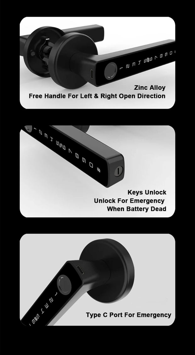 Smart Fingerprint Door Lock – Tuya App, Keypad, & Bluetooth Unlocking